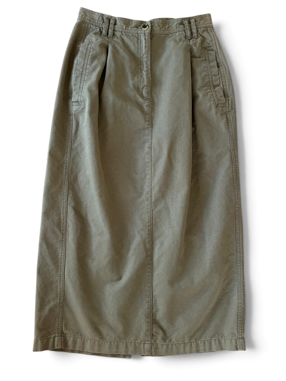 Vintage Fall Midi Skirt Army Green Dark Academia Librarian High Rise